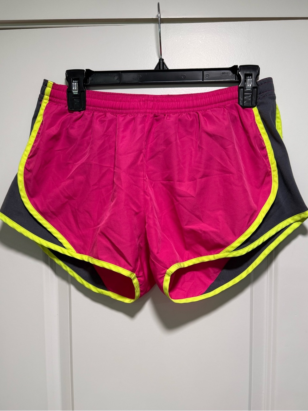 Soffe Hot Pink Athletic Shorts with Neon Yellow Trim